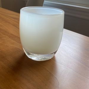 Sheer cream glassybaby with sticker